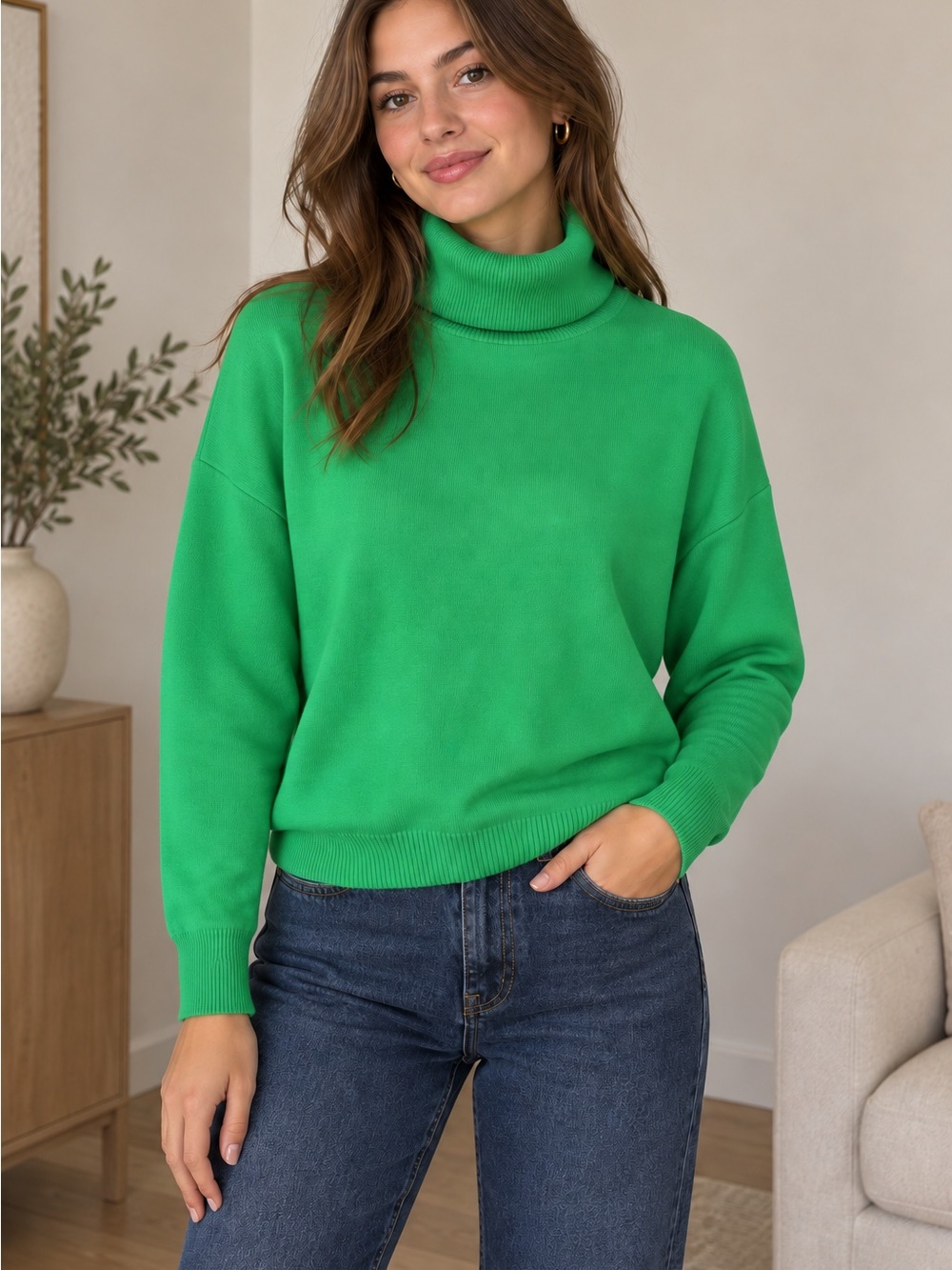 Zara Green Turtleneck Sweater- BEAUTIFUL-I'm tempted to keep it myself!